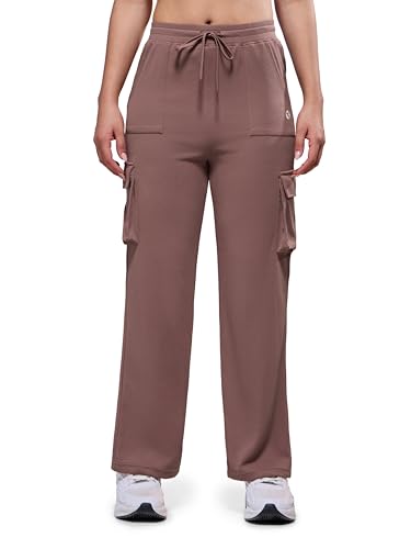 Image of TECHNOSPORT Women's Straight Fit Solid Textured Sports Cargo Pants with Technocool+, Quick Dry for Gym, Sports and Regular Use