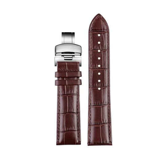 Bracelet de montre en cuir véritable marron 23mm pour homme