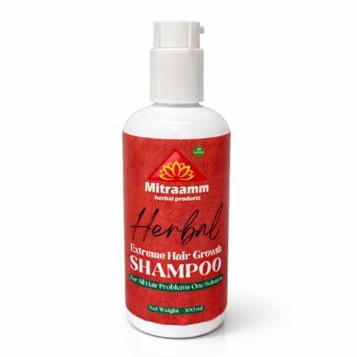 Image of Mitraamm Herbal Extreme Hair Growth Shampoo 300ml for Men & Women | Natural Hair Fall Control & Scalp Nourishing Sulphate & Parabean Free Shampoo | Ayurvedic Herbal Cleanser for Strong, Thick & Healthy Hair
