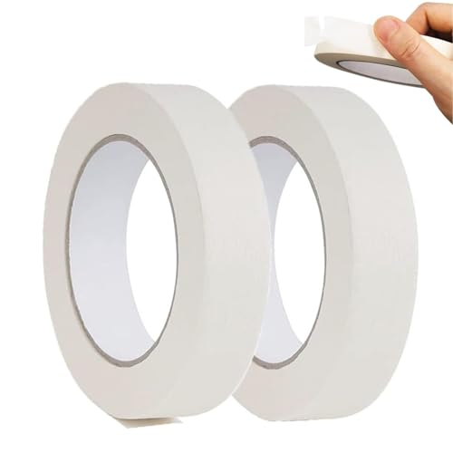 Image of Masking Tape 1 inch, Clear PET Double Sided Adhesive, White Removable Masking Tape, Pull Resistant Heat Resistant General Purpose Tape for Painting, Labeling, Mounting, Bundling, 2 pcs