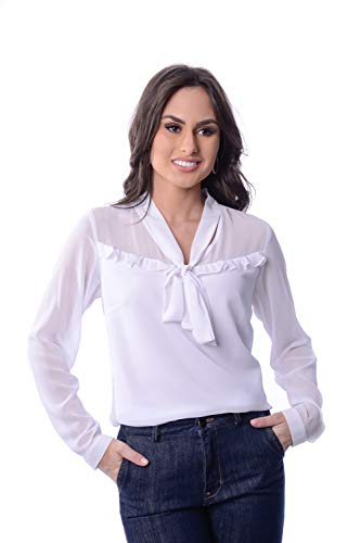 Camisa Perola Love Manga Longa com lacinho (BRANCO, M)