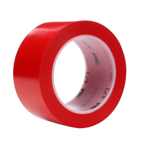 Image of 3M Vinyl Tape 471, Red, 2 in x 36 yd, 5.2 mil, 1 Roll, Red Floor Tape, Paint Alternative for Floor Marking, Social Distancing, Color Coding, Safety Marking