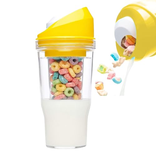 シリアル携帯用容器 ヨーグルトとシリアルカッシリアルカップ,プ 朝食用携帯用シリア ルカップ 漏れ防止2-in1シリア ルとミルクの容器 再利用可能スナックカップ オートミール、フルーツスナック、ランチ、食前に最適です