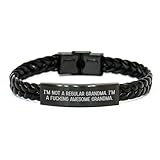 JQQJZLC Regalos Divertidos de la Abuela: Pulsera de Cuero Trenzado para Abuelas increíbles, no Soy una Abuela Normal. Soy una Abuela increíble cumpleaños de Familiares o Amigos,