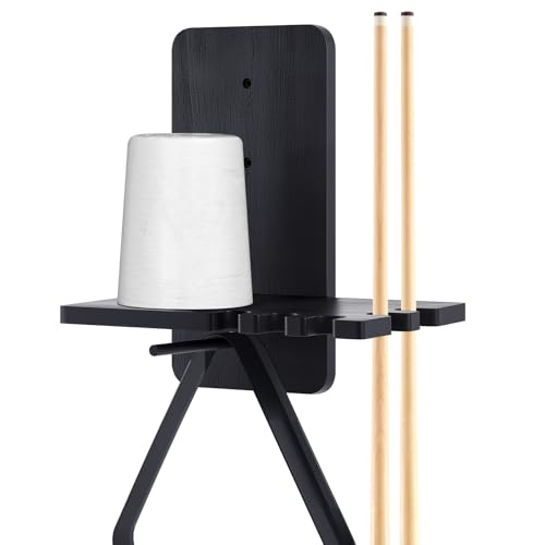 Geelin Wall Mounted Pool Chalk Holder, Solid Wood 5-Groove Cone Design, Billiard Table Accessories for Home and Bar(Black,Elegant Style)