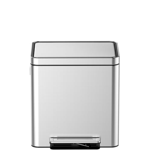 Caneca de Basura Rectangular 30 L con Tapa Acero Inoxidable