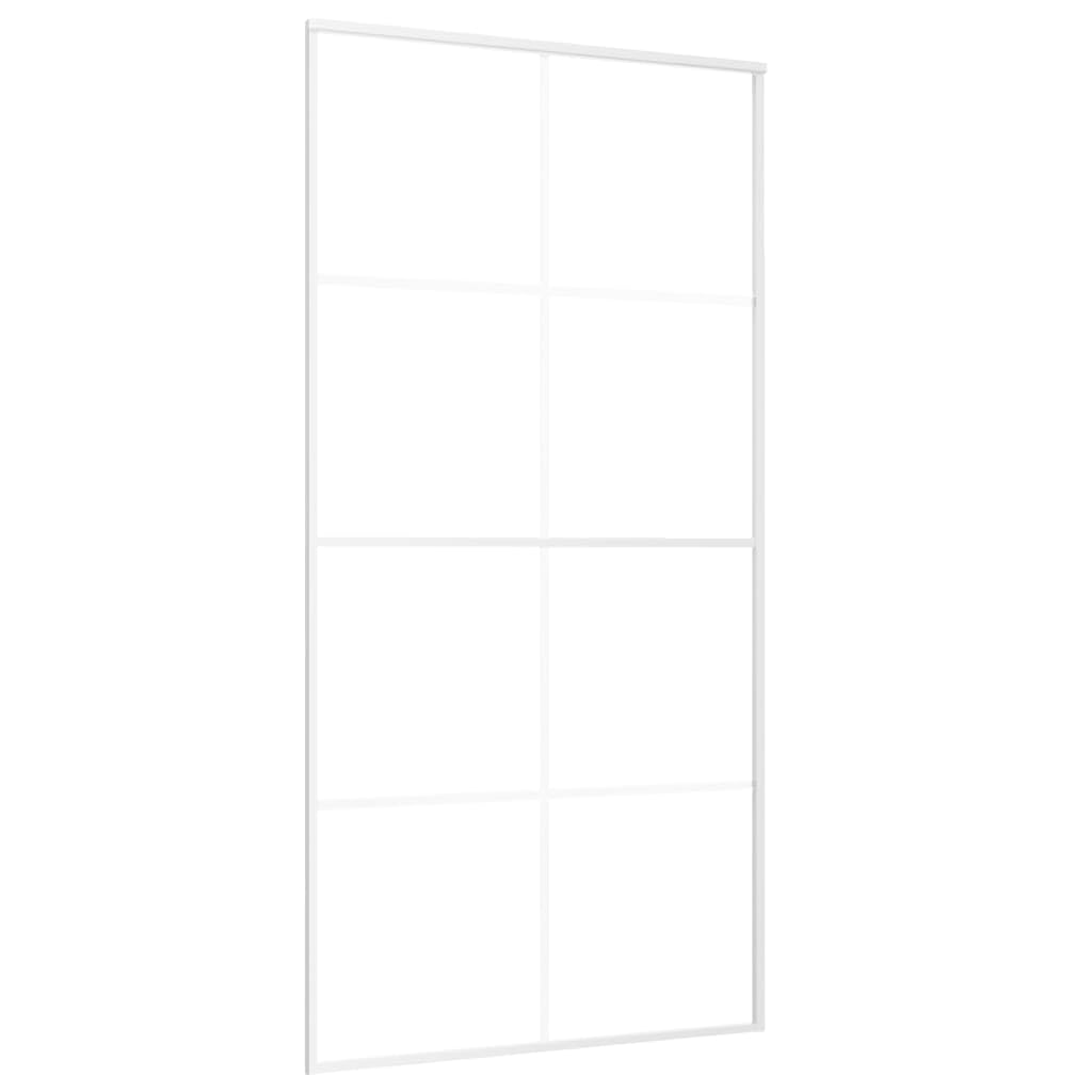Drzwi przesuwne ESG, szkło i aluminium, 102,5 x 205 cm, białe, materiały budowlane, drzwi, drzwi domowe