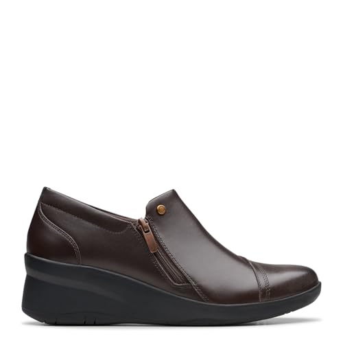 Clarks Clarks Women's Suttyn Zip Loafer, Chocolate Leather, 9.5 Medium