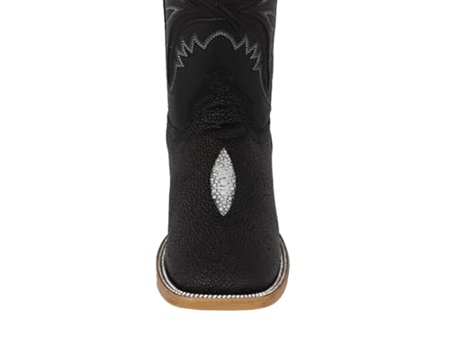 Texas Legacy Mens Black Cowboy Boots Stingray Diamond Stone Print Leather Square Toe4
