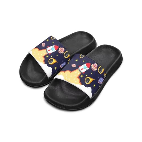 Slides for Kids, Toddler Slippers Shower Bathroom Non-Slip Open Toe Super Soft Thick Sole Cozy Boys Home House Cushion Slide Sandals for Indoor Outdoor