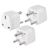 3-Pack UK to India Plug Adapter, VSEER India Power Converter Grounded Universal Travel Adapter 3 Pin India International Type D Plug (White) - Image 1