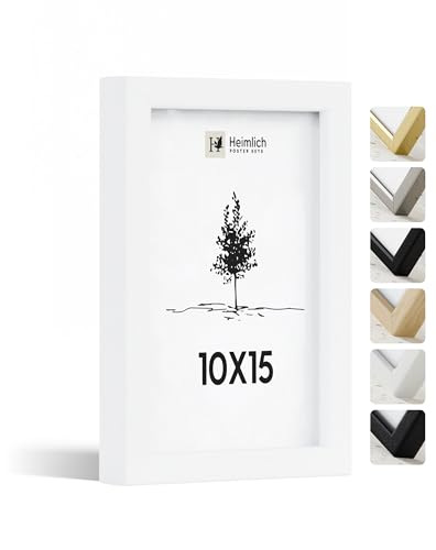 Heimlich®   Marco de fotos   10 x 15 cm, madera de Ayous, blanco   Marco de fotos pequeño con lámina de plástico   Para montaje en pared o sobremesa