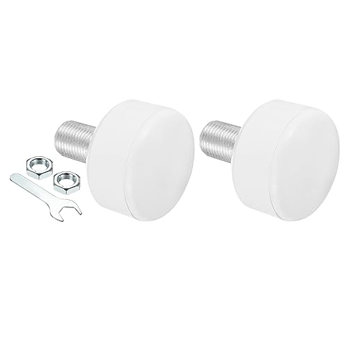 M METERXITY Roller Skate Stopper - Rubber Brake Block Toe Stops, Adjustable with Bolts 82A Round, Apply to Roller Skate (0.6 Inch Dia Thread, White)