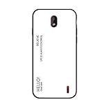 MadBee Cover per Nokia 1 Plus [con Pellicola Proteggi Schermo],Custodia Protettiva in Vetro Temperato 9H [Motivo in Marmo] + Cornice Paraurti in Silicone Morbido Cover Case (Bianco)