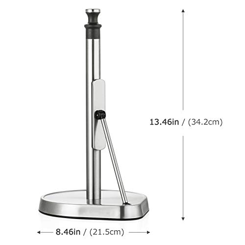 Tension Arm Paper Towel Holder, Hystun Single Tear Paper Towel Holder Countertop Standing Paper Towel Holder Easy To Tear Paper Stainless Steel Paper Towel Holder For Kitchen & Dining Room Table #TOP2