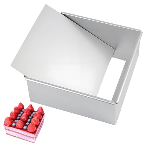 Molde cuadrado de aluminio anodizado de 20,5 cm con revestimiento antiadherente y base extraíble, molde para tartas rectangular de 20,5 cm
