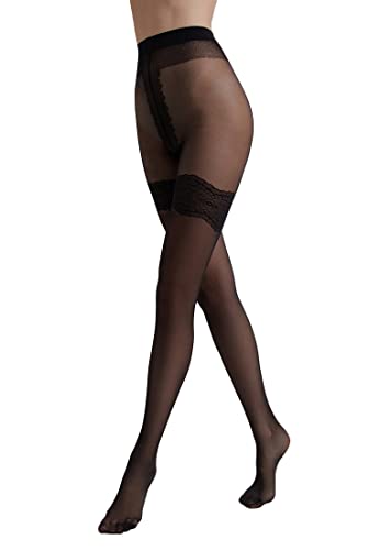 Conte elegant FANTASY PERFECT 30 DEN Collant Sensuel pour Femme - Collant Fantaisie à Motif Lingerie - Effet Porte Jarretelles - Ornement Délicat - Sexy...