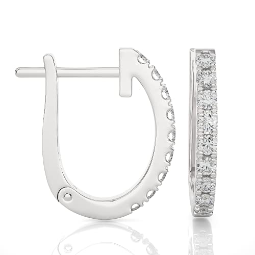 1/5 to 3/4 Carat Diamond Huggie Hoop Earrings for Women in 14k White or Yellow Gold (F-G, SI2-I1, cttw) with Hinge and Notched Post by Privosa Fine Jewelry3