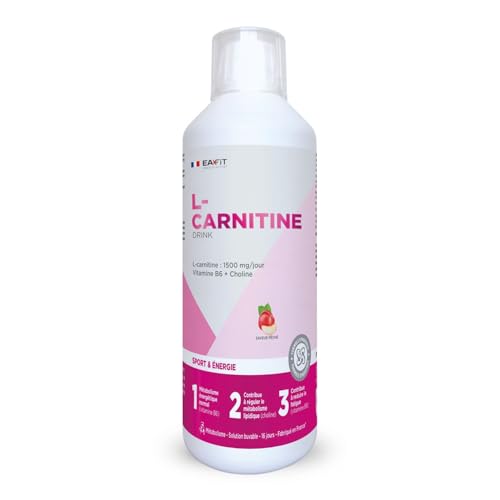 EAFIT MINCEUR - L-CARNITINE DRINK - Bruleur de graisse puissant - Perte de poids - Booster Energétique - Améliore Rendement Sportif - Vitamine B6 - Choline - Saveur Peche - Avant le sport - 500 mL