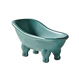Art Ceramic Clawfoot Victorian Bathtub Shaped Porcelain Bar Soap Dish Holder Tray Handmade Gift Bath