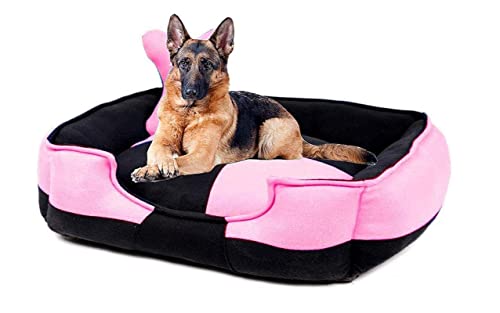 Image of Petslover Ultra Soft Fleece Fabric Polyester Filled Sofa Reversible Dog /Cat Beds, Pink & Black (Export Quality) - Large
