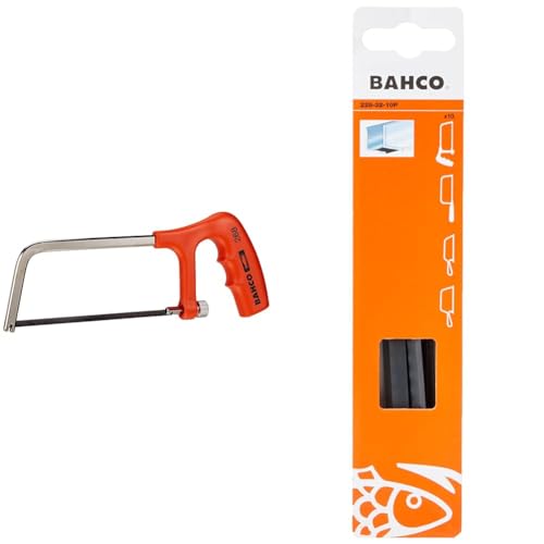 Bahco 268 Mini Hacksaw, 150mm Blade, Red & 228-32-10P Junior Hacksaw Blade, 32TPI, 150mm, Pack of 10
