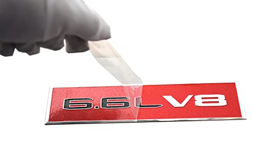 Image of SSDD 2pcs 6.6L V8 Emblems Metal 6.6 Liter V8 Flat Badge 3D Decal Replacement CH-6.6L V8 CH-6.6L V8