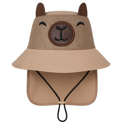 La Mejor Lista de Sombreros y gorras para Niña que Puedes Comprar On-line. 41 Genérico Sombrero de Capibara para Niños y Bebés, Gorro Bucket Hat con Orejas Capybara para Playa y Sol, Sombrero tierno para Protección Solar, Regalo Unisex