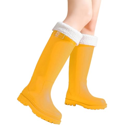 Bottes de Pluie, Confortable Jardinage Antidérapant Bottes Travail Pluie Extérieur Bottine Impermeable Randonnées Caoutchouc Chaussures, Yellow, 39-40