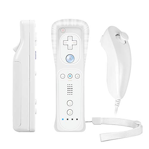 Mando y Nunchunk para Nintendo Wii Control Remoto y Controlador de Nunchuck para Wii, Control Remoto Motion Plus incorporado y controlador Nunchuck para Nintendo Wii y Wii U
