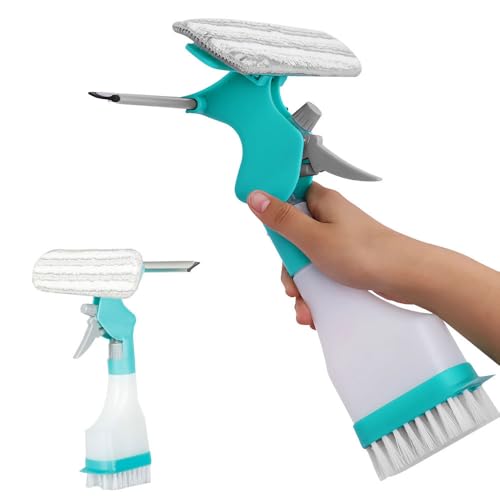 Image of DONGKER 4 in 1 Window Cleaning Kit,Multifunction Window Cleaner Tool with Spray Bottle Squeegee & Microfiber Washer Head for Indoor Outdoor Glass Shower Car