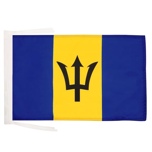 AZ FLAG - Drapeau Barbade - 45x30 cm - Pavillon Barbadien 100% Polyester Avec Deux Cordelettes - 20g
