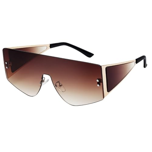COTIA Square Rimless Sunglasses for Men Women Personality Irregular One Piece Shield Sun Glasses Eyewear