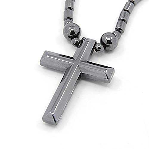 Lzd Unisex Saint Cross Non-Magnetic Hematite Pendant Necklace Black 18 In Z452 #TOP1