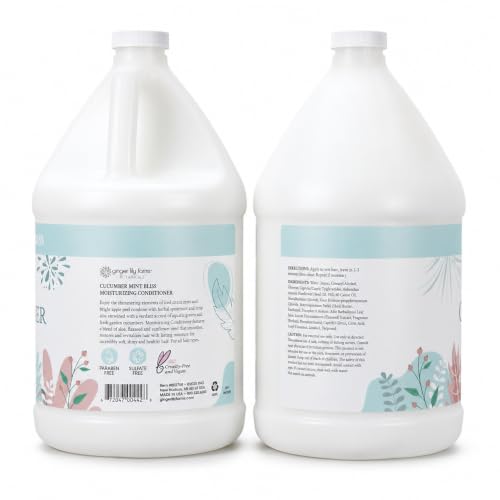Image of Ginger Lily Farms Botanicals Conditioner, 128oz, Cucumber Mint Bliss | 100% Vegan & Cruelty-Free | Moisturizing Conditioner for All Hair Types | Refill Size