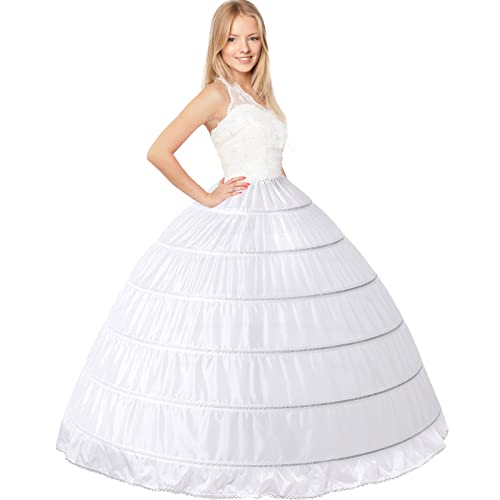 Women Crinoline Petticoat 6 Hoop Skirt A line Slip Floor Length Underskirt for Wedding Dress Ball Gown2