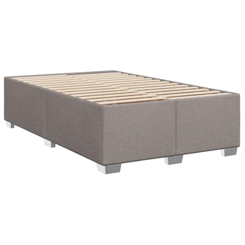 vidaXL Bettgestell, Bett mit Bettfüße Lattenrost, Polsterbett für Schlafzimmer, Doppelbett Bettrahmen, Modern, Taupe 120x200cm Stoff