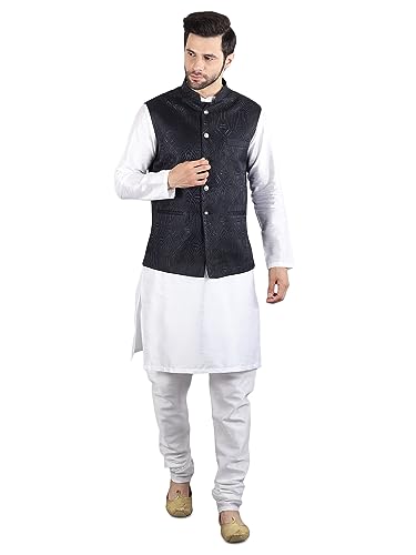Image of Uri and MacKenzie Men's Silk Blend Kurta Pajama with Designer Ethnic Nehru Jacket /Modi Jacket