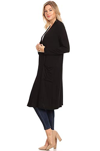 Women's Solid Casual Basic Comfy Office Loose Fit Pockets Knee Length Sweater Cardigan3