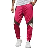 Ctreela Trendy Color Block Pants for Men Y2K Jogger Sweatpants Active Sporty Track Pants with Pockets Fashion Fall Outfits Hot Pink