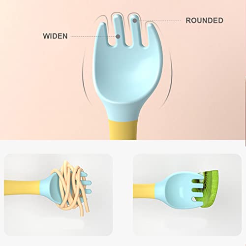 Foto von Clyhon Babylöffel, 2 Set Baby-Fütterlöffel Lernlöffel BPA-frei, weicher perfekter selbstflexibler Lernlöffel Fütterungs-Trainingslöffel for Babies 6 Months and Older (Grün Gelb)