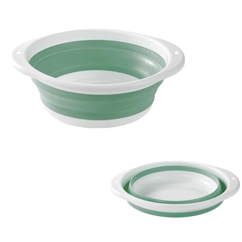Folding Hand Wash Basin Multi-Functional Collapsible Washing Up Bowl Portable WashbasinOutdoor Travel Water Storage Basin (Green, mini)
