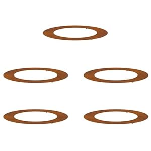 SDWEHBJ Flacher Baumring 5er Set, Unkrautbarrierematten, Wurzelbarriere, Baummulchringe für Landschaftsbau, Unkrautbekämpfung, Wurzelschutz, Braun Ø60/90 cm Cortenstahl