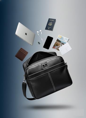 Image of Cross Mens Black Rozano Style Shoulder Side Laptop bag