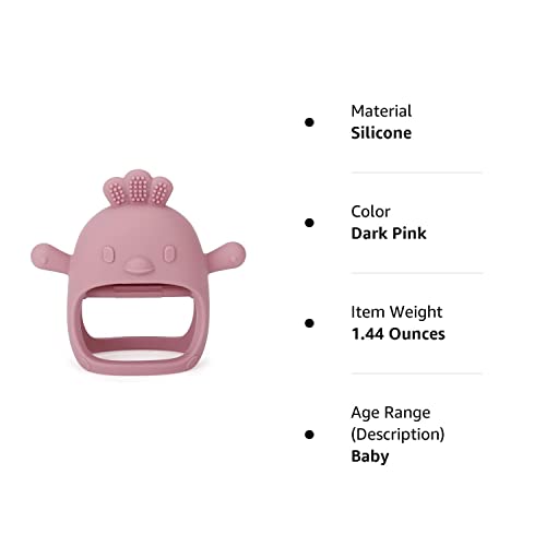 Socub Silicone Baby Teether Toy For Infants 3+ Months, Bpa Free Anti-Drop Silicone Mitten Teething Toy For Soothing Sore Gums, Baby Chew Toys For Sucking Needs, Dark Pink #TOP7