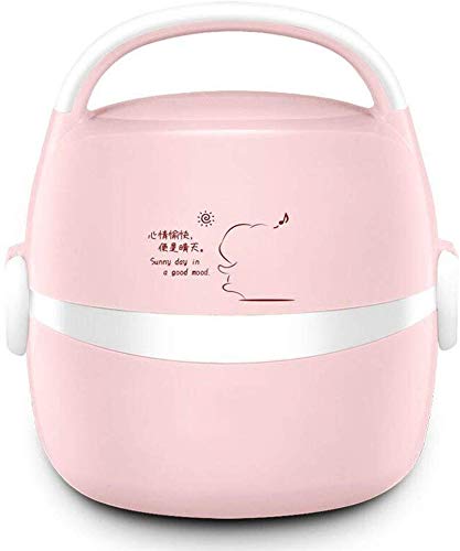 DRHR Mini Electric Cooker, 4 in 1 Multi-Function Portable Rice Cooker Steamer Slow Cooker Warmer 1.3L Stainless Steel Liner Heating Box,B