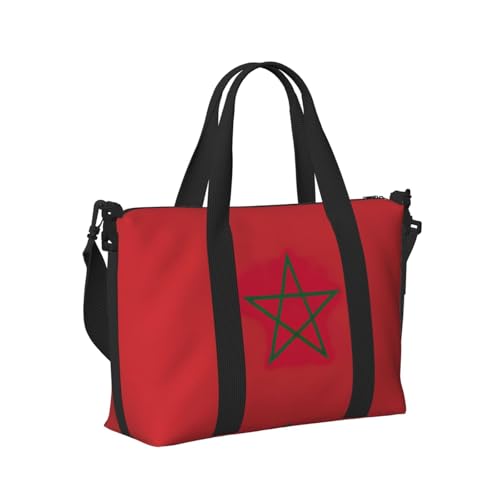 Flag of Morocco print Gym Bag for Women,Carry on Weekender Overnight Duffle Bag,Personal Item Tote Bag3
