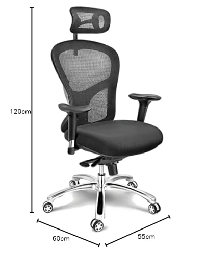 Image of Lakdi The Furniture Co High-Back Office Chair Upholstery Primium Mesh Director & Executive Chair Height Adjustable & Revolving Chair Metal Legs & WheelBase Best offfice Chair -(SSL-258-Swivel Tilt)