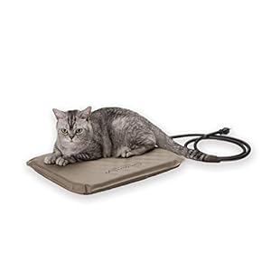K&H Pet Products Lectro-Soft Outdoor Heated Pet Bed for Outdoor Cat House for Winter Insulated Waterproof, Chew Resistant Cord, Electric, Thermostatically Controlled, Orthopedic – Tan Small 18″x14″