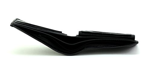 BACCI leather men's wallet - Genuine leather and long-lasting RFID wallet for men - Premium slim bifold wallet featuring 2 cash pockets, top flap ID window, and 8 card slots (black)4